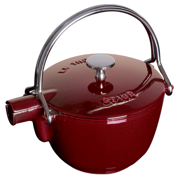 STAUB CAST IRON 1-QUART ROUND TEA KETTLE - GRENADINE