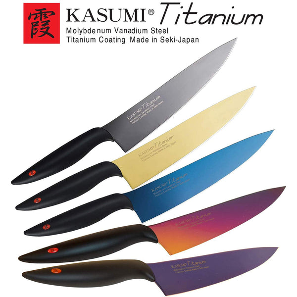 Chroma Kasumi Titanium Coated 7 3/4 Inch Carving Knife Kitchen Cutlery, 7 3/4", Multicolor