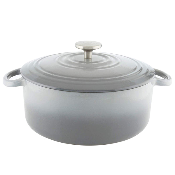 Chantal Round Cast Iron 5-Quart Casserole - Fade Grey
