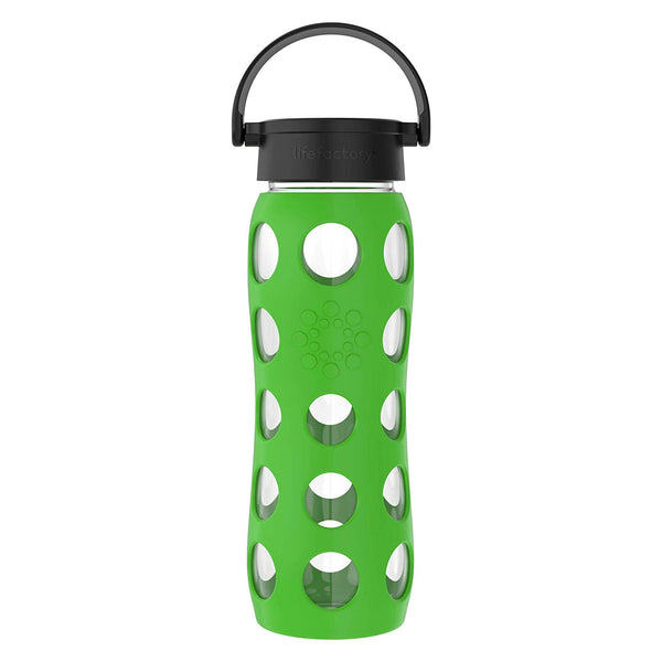 Lifefactory 22-Ounce BPA-Free Glass Water Bottle with Classic Cap and Protective Silicone Sleeve, Moss