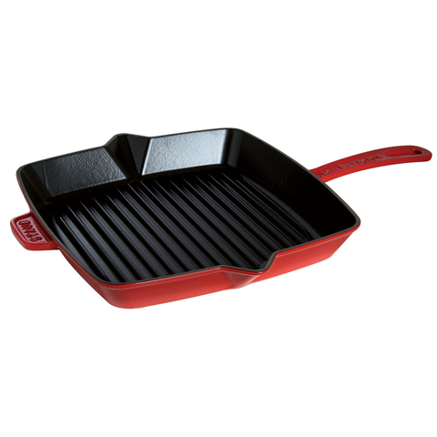 STAUB CAST IRON 10'' SQUARE GRILL PAN - CHERRY