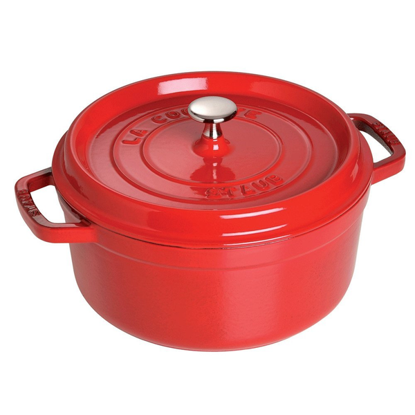 STAUB CAST IRON 4-QUART ROUND COCOTTE - CHERRY