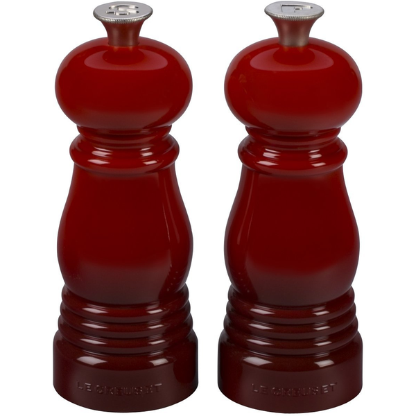 LE CREUSET PETITE SALT AND PEPPER MILL SET - CERISE