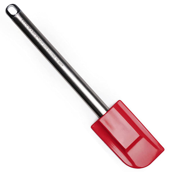 RSVP International Endurance Kitchen Tool Collection Silicone Spatula, Stainless Steel Handle, 10x2", Red