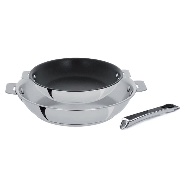 Cristel Casteline Fryingpan 2 Pack, 10" Uncoated + 8" Non-Stick (comprising P26QMP + P20QMPE + PCX)
