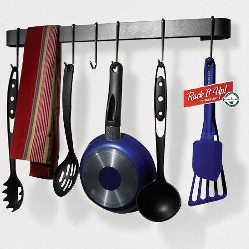 Rack It Up Utensil Bar Pot Rack Steel Medium Gray 22" L X 2" W X 5" H