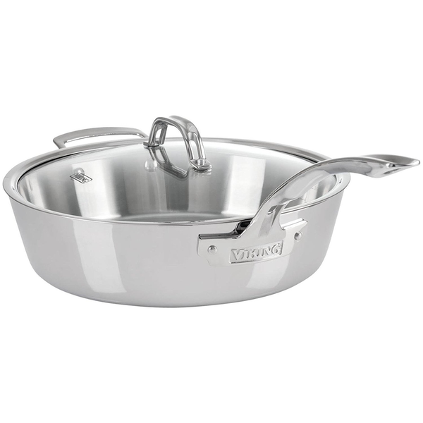 Viking Contemporary 3-Ply Stainless Steel Sauté Pan with Lid, 4.8 Quart
