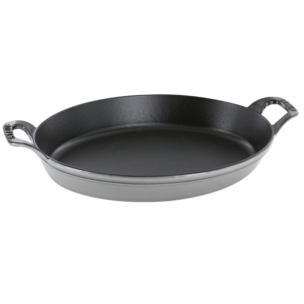 STAUB CAST IRON 14.5'' X 11.2'' OVAL BAKING DISH - GRAPHITE GREY