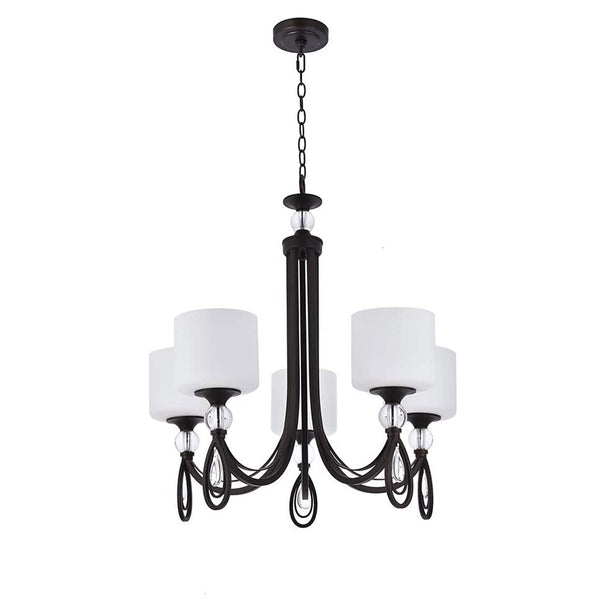 ANKEE Contemporary Chandeliers Pendant, 5 light Fixtures with Frost White Glass for Kitchen Hallway Bar Dining Room Restaurant