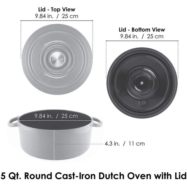Chantal 5 qt. Round Cast-Iron Dutch Oven w/ Lid - Sea Blue