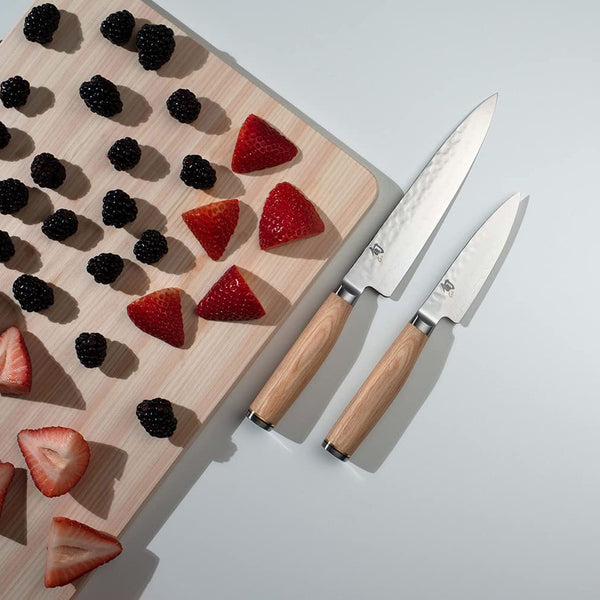 Shun Premier Blonde Paring Knife, 4 inch VG-MAX Stainless Steel Blade with Tsuchime Finish and Pakkawood Handle
