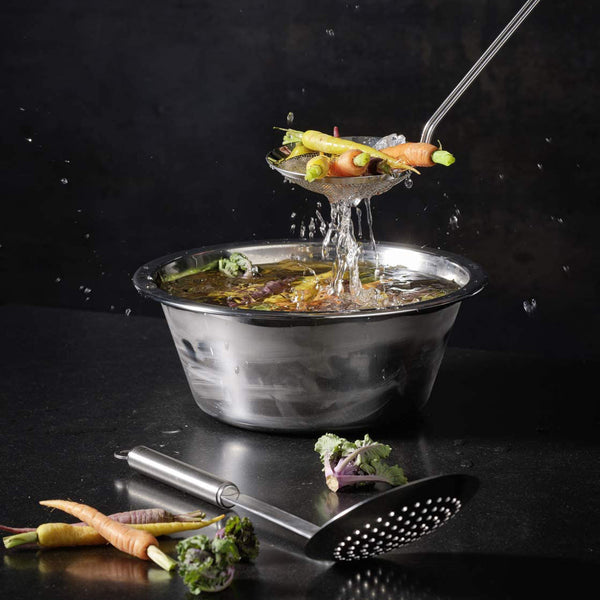 Rosle Stainless Steel Skimmer Ladle, Round Handle, 4.7-inch diameter