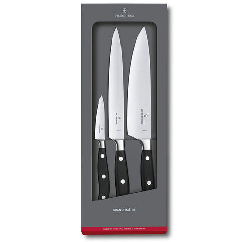 Victorinox Sets, Forged, 3-Piece Chef's Set (3.5" Paring, 8" Slicing, 8" Chef's), Black