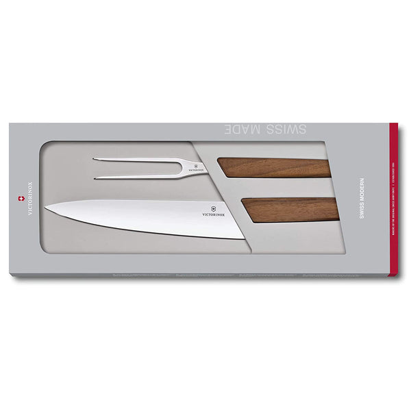 Victorinox Sets, Swiss Modern, 2-Piece Carving Set (8.5" Carving, 6" Carving Fork), Walnut