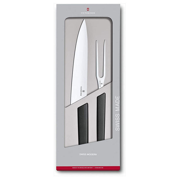 Victorinox Sets, Swiss Modern, 2-Piece Carving Set (8.5" Carving, 6" Carving Fork), Black