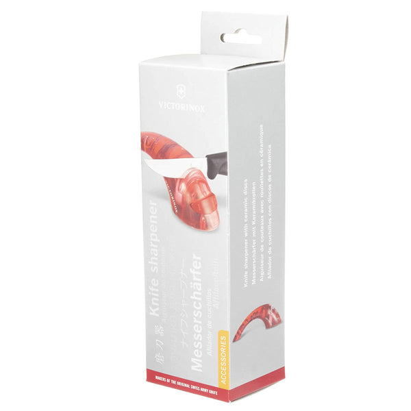 Victorinox Sharpeners, Knife Sharpener Handheld, Ceramic Roller , Red