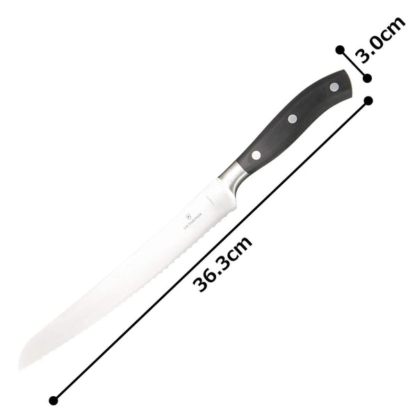 Victorinox Bread, Forged, 9" Curved, Serrated Blade, Black