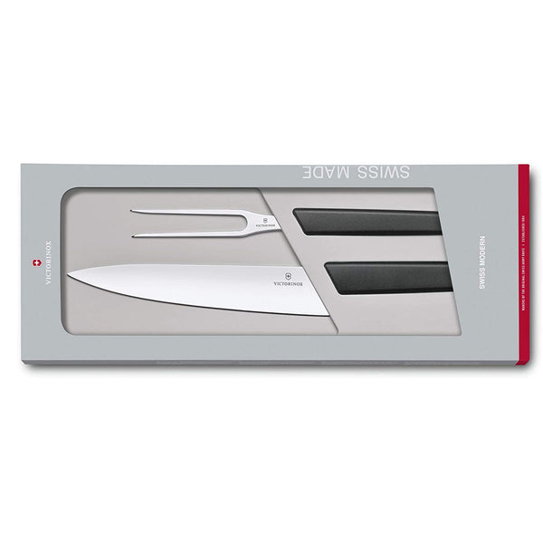 Victorinox Sets, Swiss Modern, 2-Piece Carving Set (8.5" Carving, 6" Carving Fork), Black