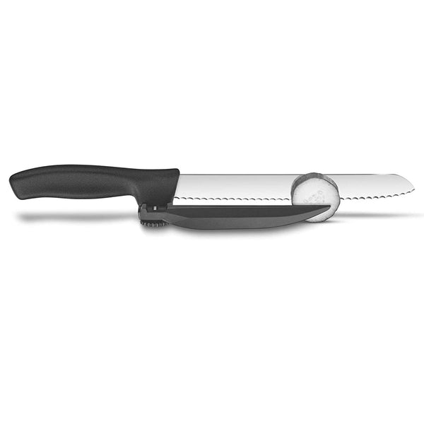 Victorinox Dux Knife, Swiss Classic, Dux Knife, 8.25" Serrated Blade with Adjustable Guide, Black