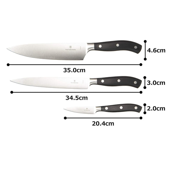Victorinox Sets, Forged, 3-Piece Chef's Set (3.5" Paring, 8" Slicing, 8" Chef's), Black