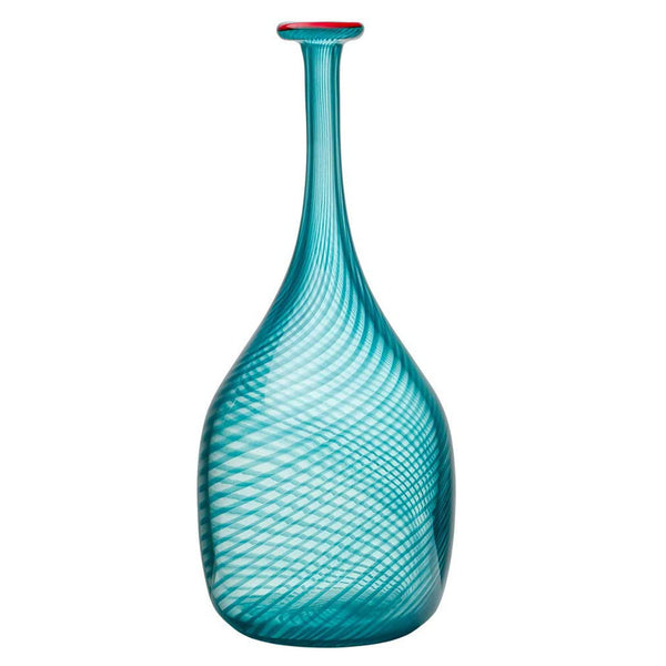 KOSTA BODA RED RIM GREEN BOTTLE