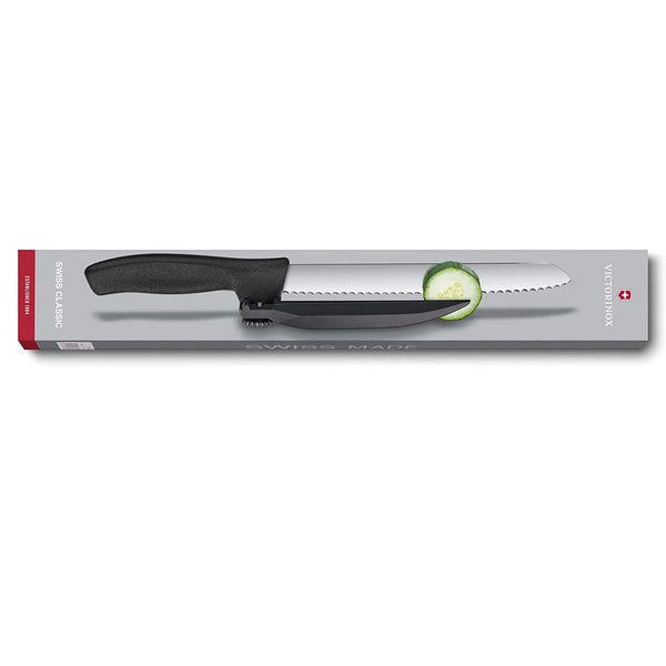Victorinox Dux Knife, Swiss Classic, Dux Knife, 8.25" Serrated Blade with Adjustable Guide, Black