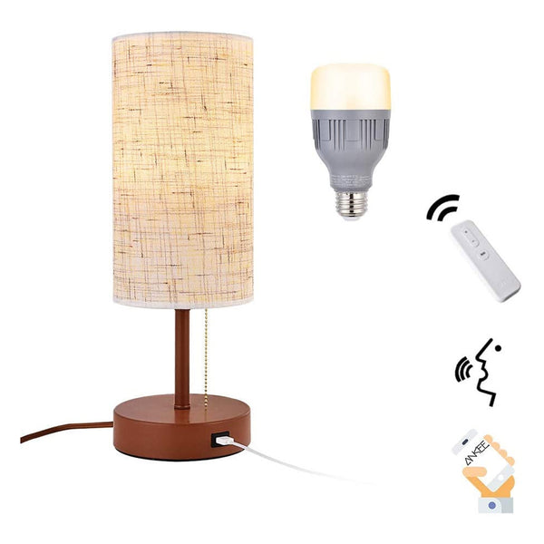 Ankee Smart Bedside lamp, Nightstand Lamp with WiFi Smart Light Bulb and USB Charging Port, Metal Base Table Lamp Minimalist Design Desk Lamp Ideal for Bedroom, Living Room, Guest Room