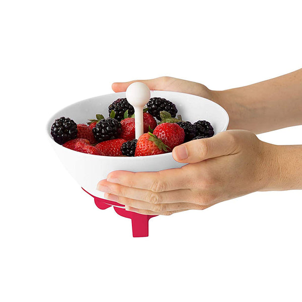 Chef'n Bramble Rinse and Carry Berry Basket, One Size, Backing White/Cherry