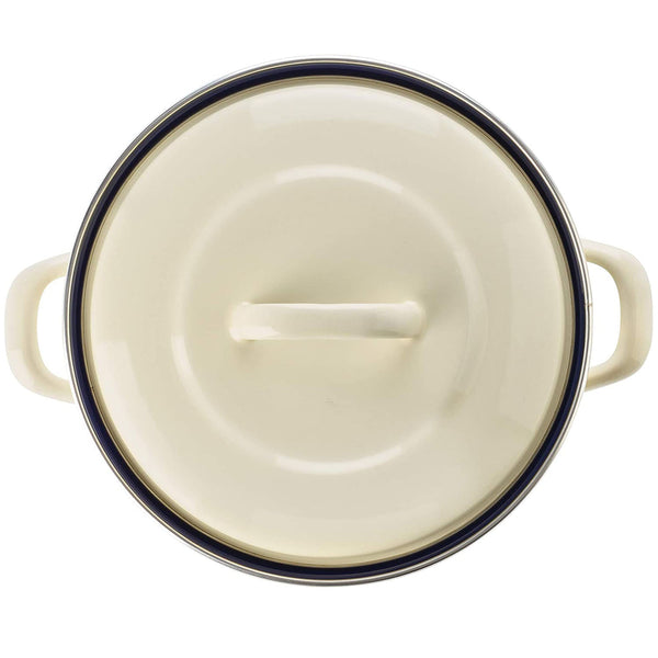 BK-Cookware Indigo 22 cm/3.3 Liter Round Enameled Casserole with Lid, Cream White