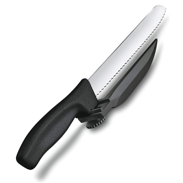 Victorinox Dux Knife, Swiss Classic, Dux Knife, 8.25" Serrated Blade with Adjustable Guide, Black