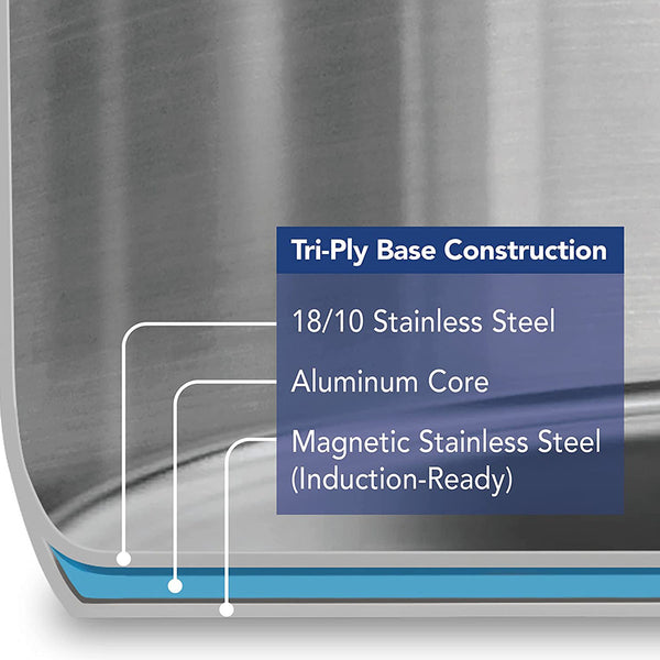 Tramontina Covered Casserole Stainless Steel Tri-Ply Base 3 Qt, 80101/003DS