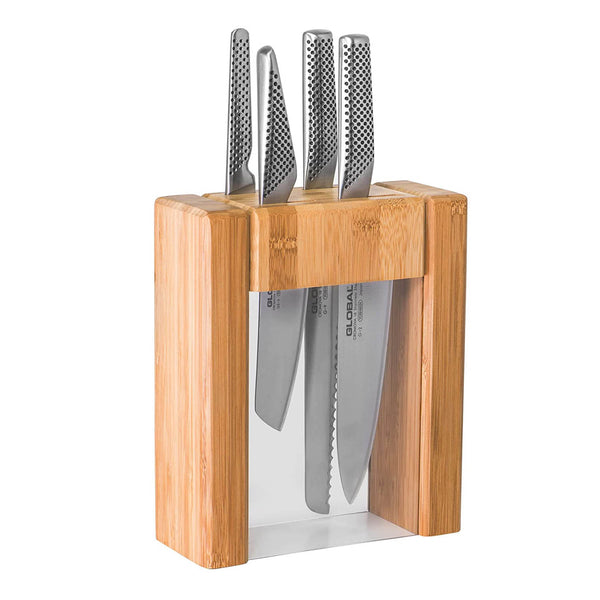 Global Teikoku 5 Piece Stainless Steel Knife Block Set