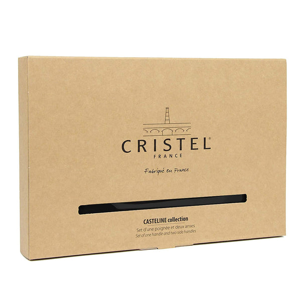 CRISTEL Casteline, Set of Detachable Handle includes 1 handle + 2 side handles, Walnut Wood