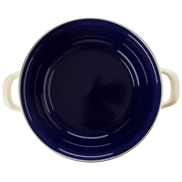 BK-Cookware Indigo 22 cm/3.3 Liter Round Enameled Casserole with Lid, Cream White