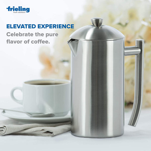 Frieling Double-Walled Stainless-Steel French Press Coffee Maker, Brushed, 17 Ounces