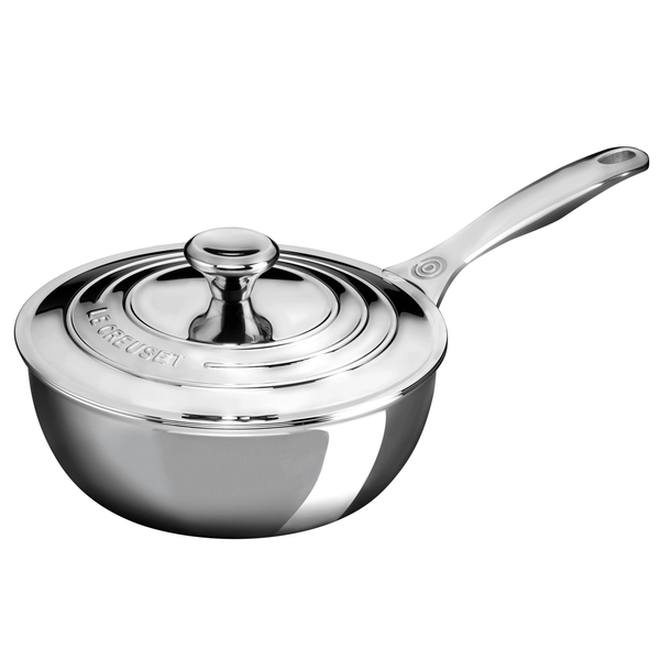 LE CREUSET 2-QUART STAINLESS STEEL SAUCIER PAN