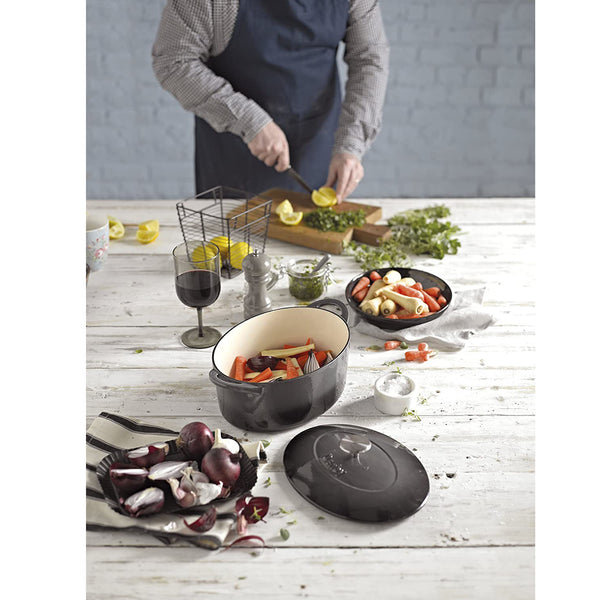 Denby Halo Cast Iron 4.2L Medium, Oval Casserole, Gray