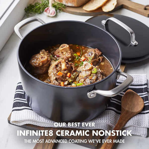 GreenPan GP5 8QT Stock Pot with Insulated Lid, Black