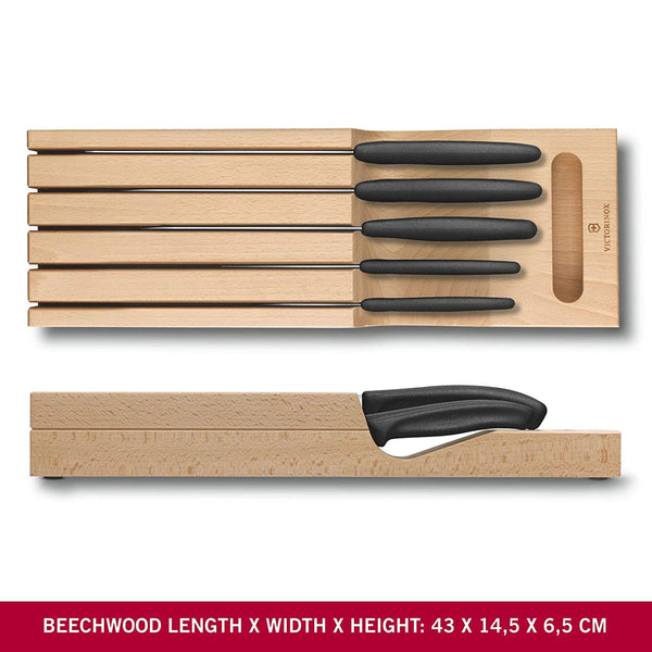 Victorinox Block Sets, Swiss Classic, 5-Piece Set with In-Drawer Knife Holder, Black