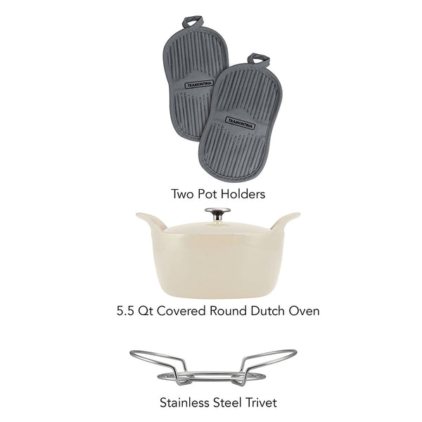 Tramontina Dutch Oven, 5.5 quart, Eggshell