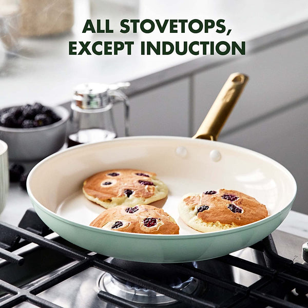 GreenPan Reserve 10" and 12" Frying Pan Skillet Set, Gold Handle, Julep