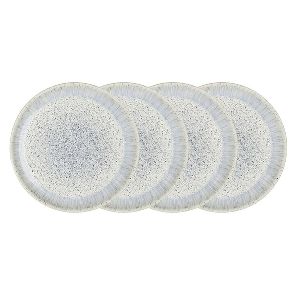 Denby Halo 4-piece Speckle Coupe Dinner Plate Set, Light Blue