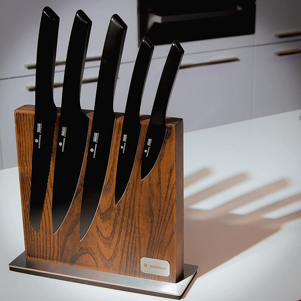 Zassenhaus 11" x 3.5" Magnetic Wood Knife Block, Medium Ash