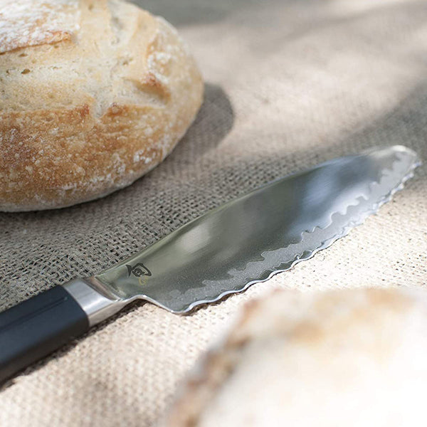 Shun Sora 6 inch Ultimate Utility Knife, Stainless Steel Blade with Serrated Edge, NSF Certified, Handcrafted in Japan, VB0741, Metallic