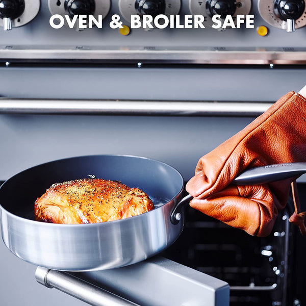 GreenPan Venice Pro Noir 13 Piece Cookware Pots and Pans Set, Matte Black Handle, Silver