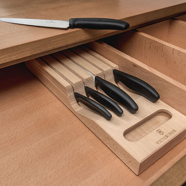 Victorinox Block Sets, Swiss Classic, 5-Piece Set with In-Drawer Knife Holder, Black