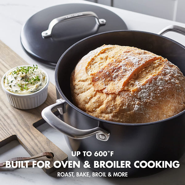 GreenPan GP5 8QT Stock Pot with Insulated Lid, Black