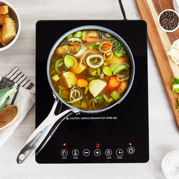 GreenPan 1800W Portable Induction Cooktop, Black