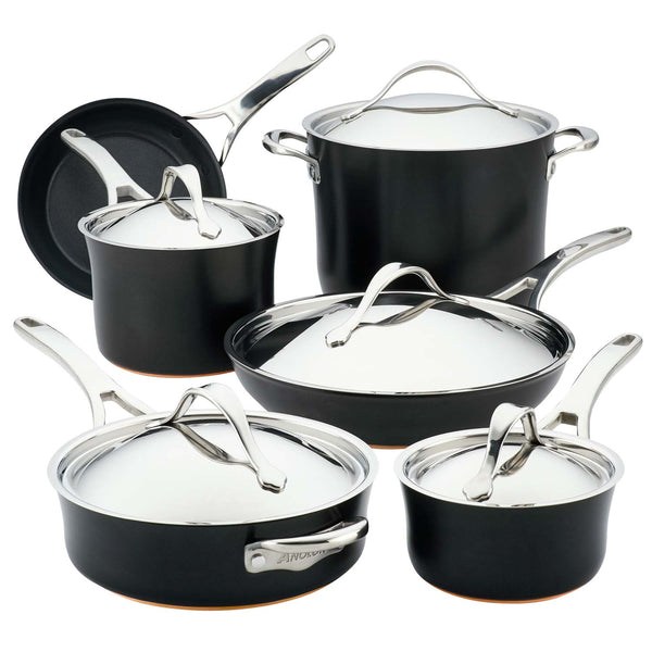 ANOLON NOUVELLE COPPER LUXE 11-PIECE COOKWARE SET - ONYX