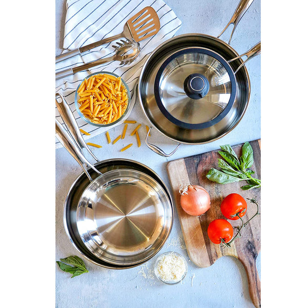 Black Cube Stainless-Steel 7-Piece Set Pots and Pans Set, Professional Grade 